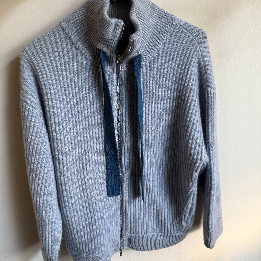Chritopher Fischer Black Label Cashmere Sweater with full Front Zip & Drawstring
